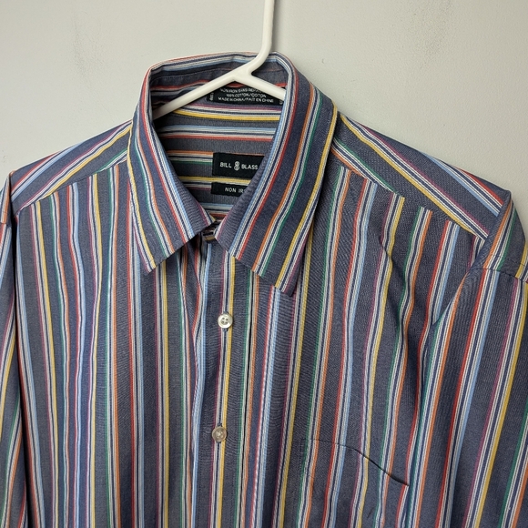 BILL & BLASS Men Casual Button Down Shirt Size Large 100% Coton Colorful - Picture 2 of 10